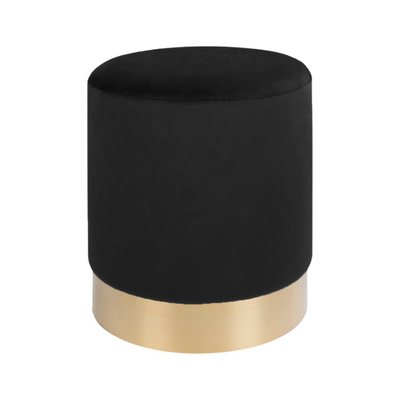 Rental black velvet stool with gold rim