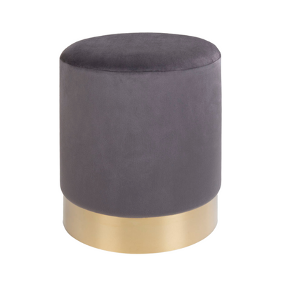Rental gray velvet stool with gold rim