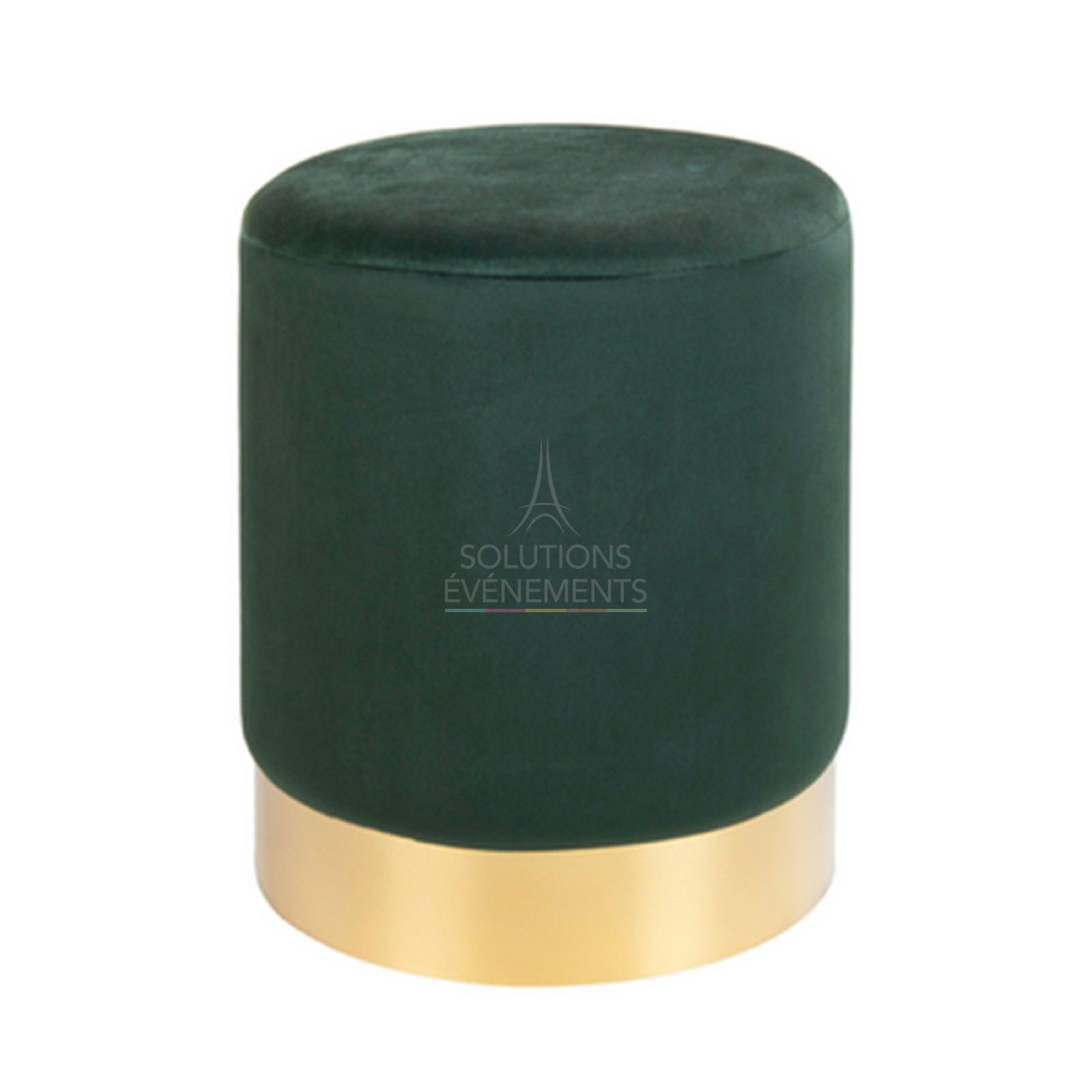 Rental green velvet stool with gold rim