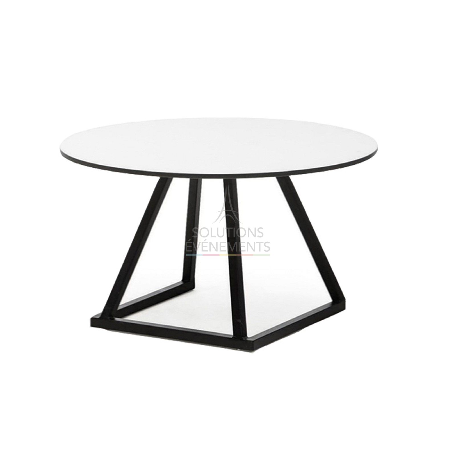 Location de petite table basse lounge Linea avec plateau rond.