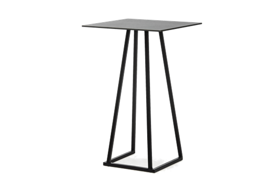 Rental of black high table with black square top.