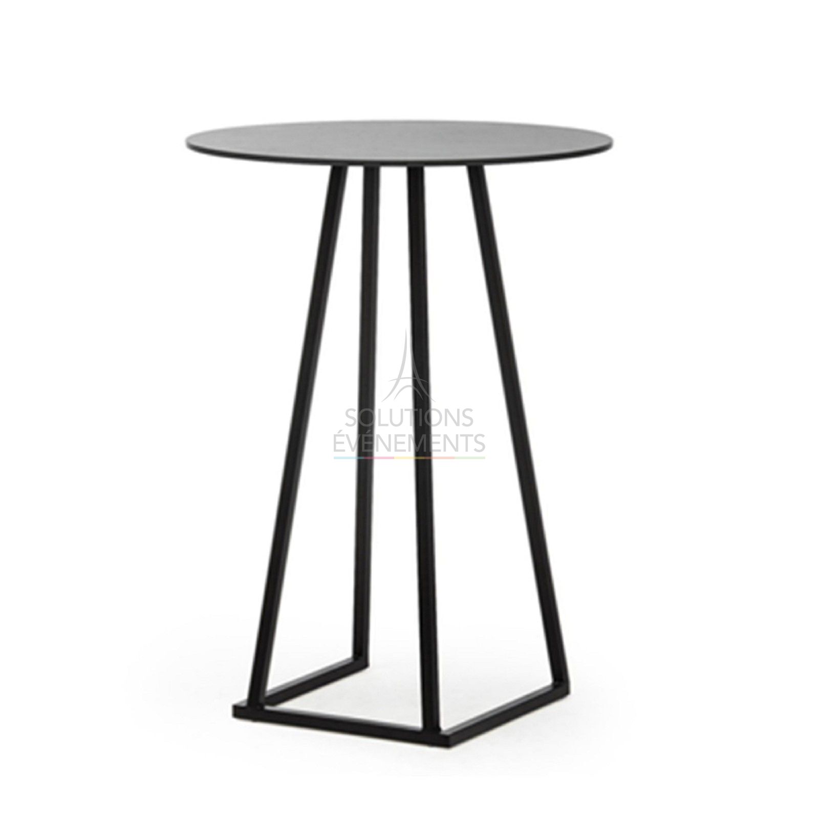 Rental of black high table with rounded top