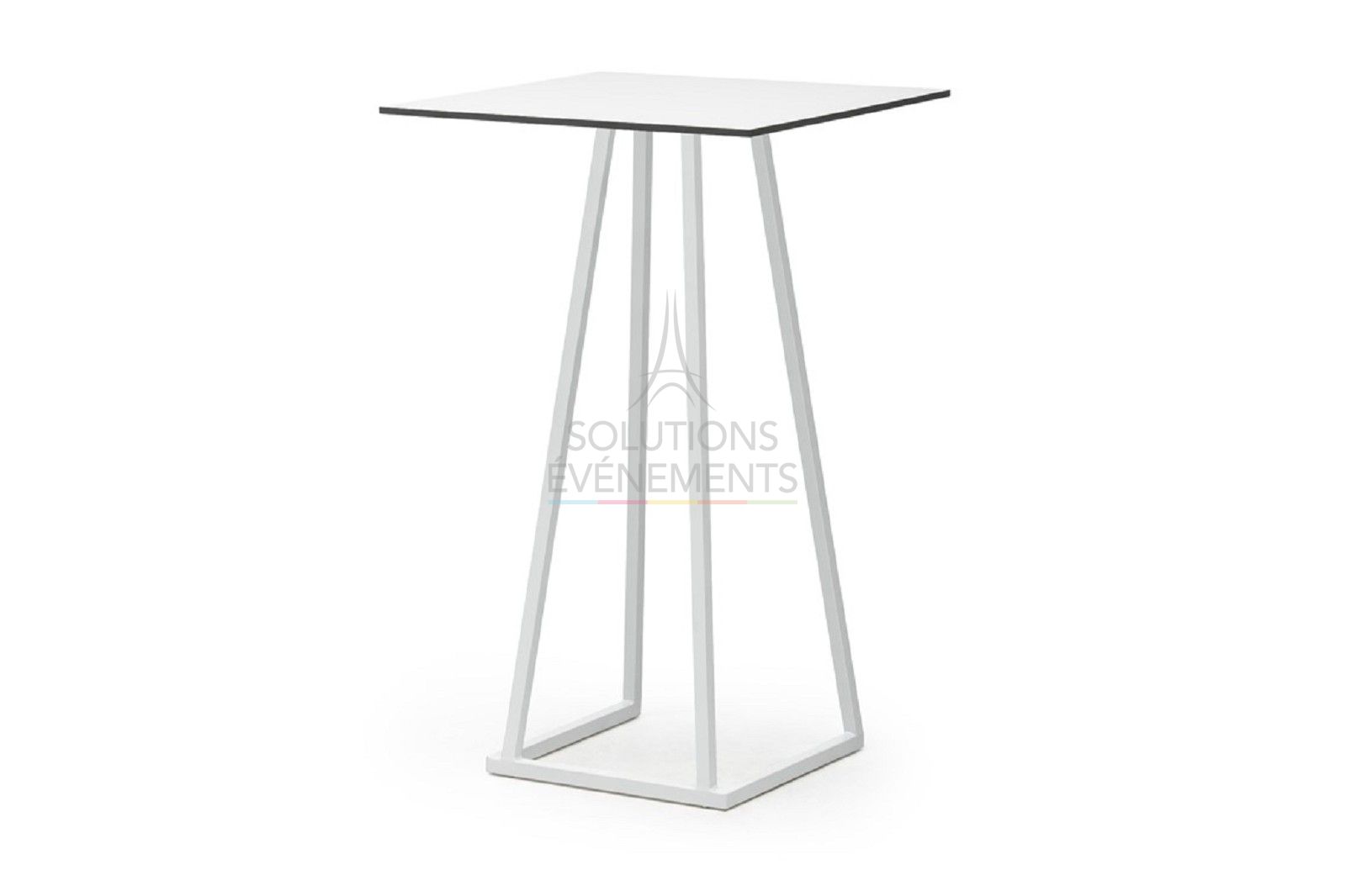 Rental of white high table with white square top.