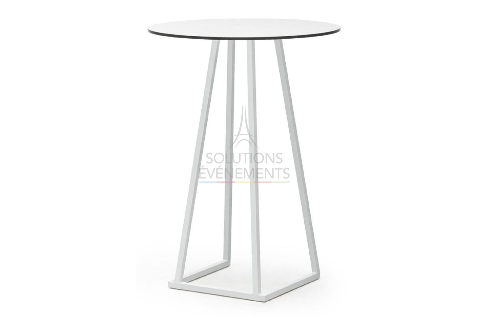 Rental of white high table with rounded top