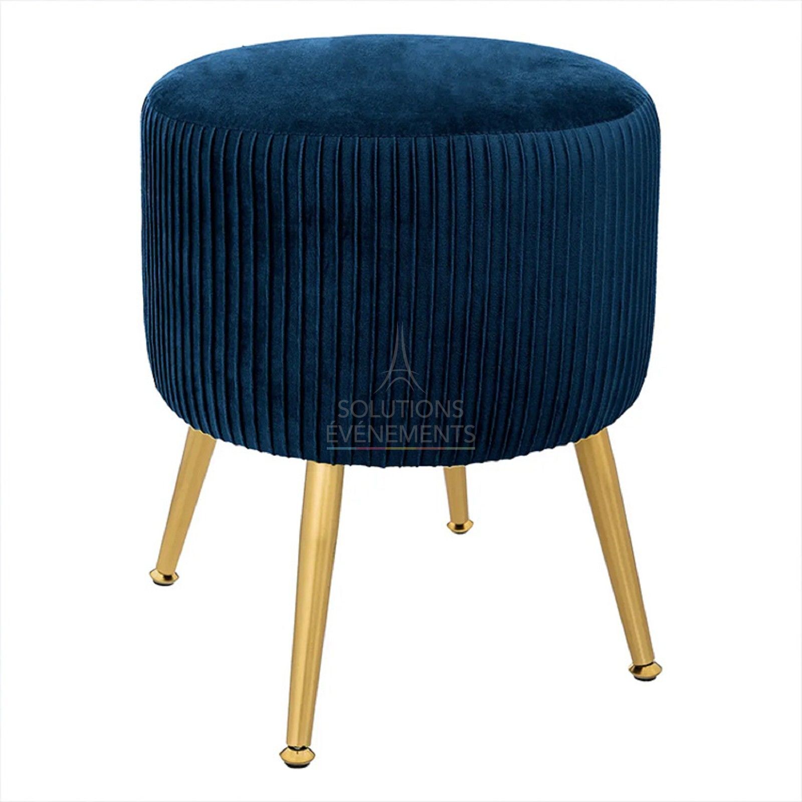 Rental of indoor pouf in midnight blue pleated velvet