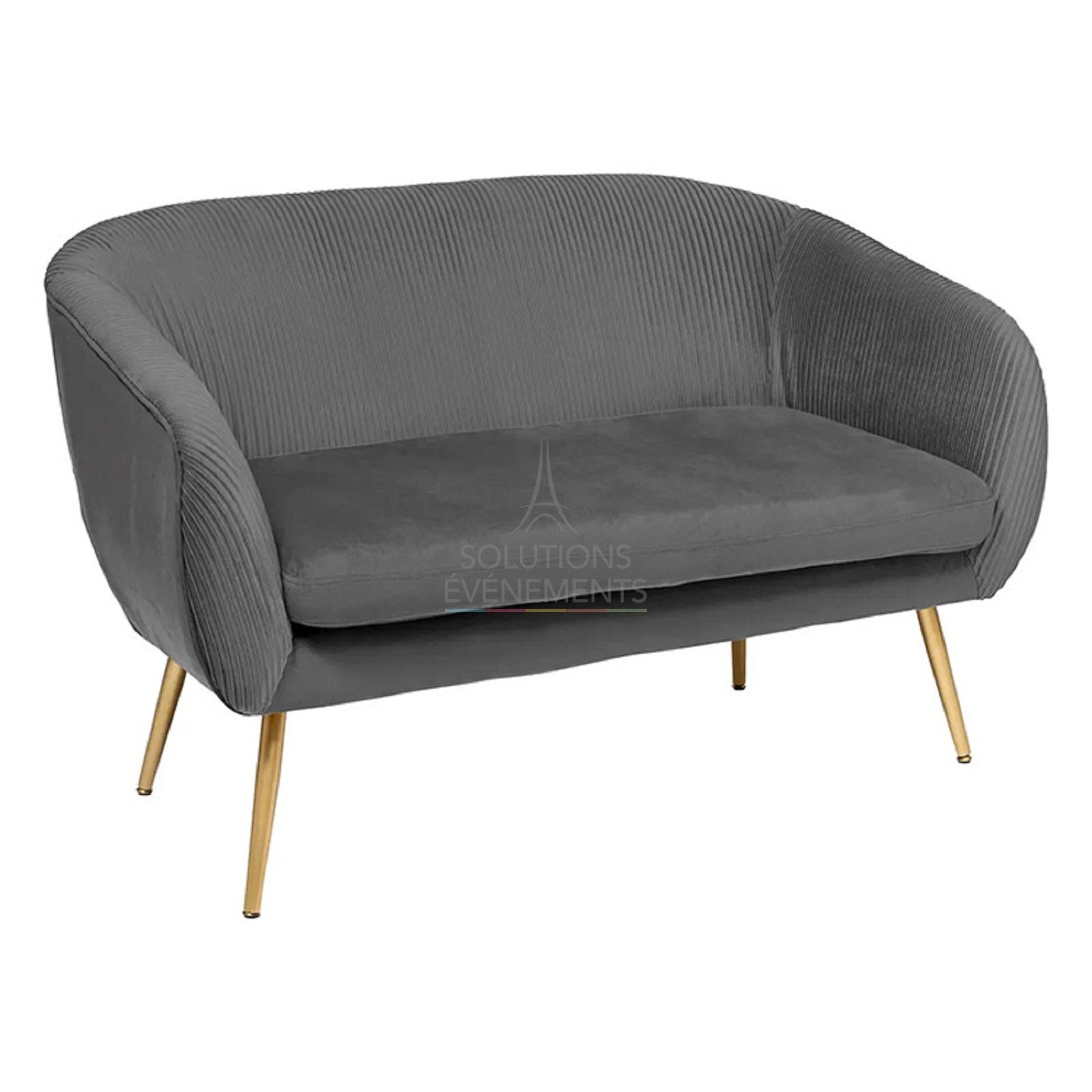 Rental of 2-seater indoor sofa in gray velvet