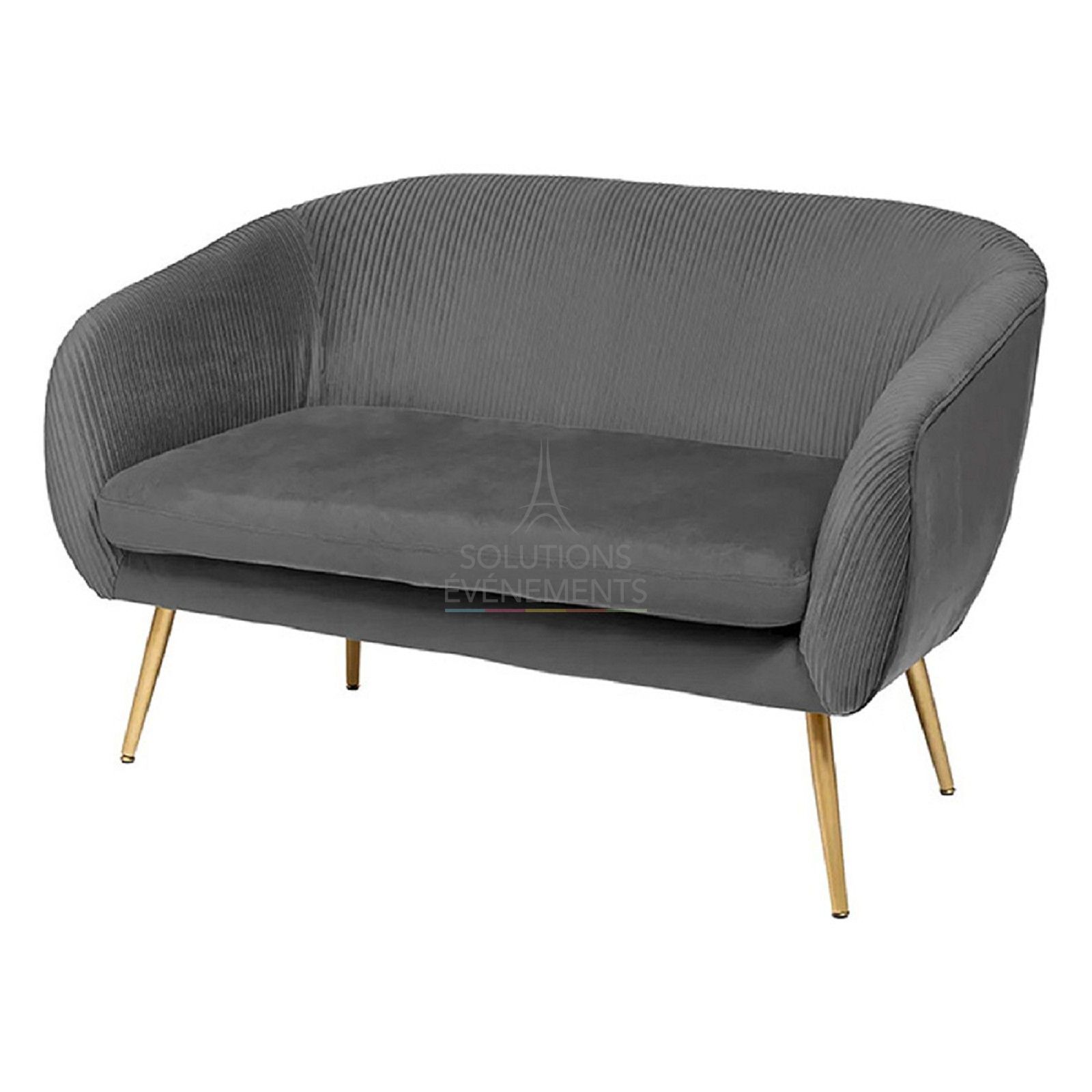 Rental of 2-seater indoor sofa in gray velvet