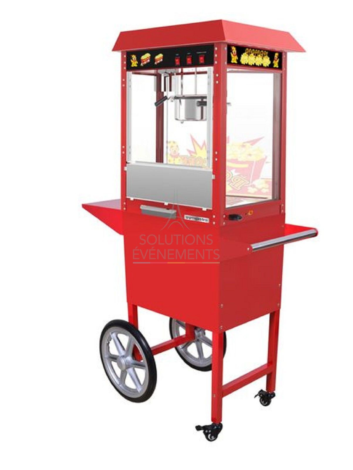 Rental machine with sweet popcorn on trolley