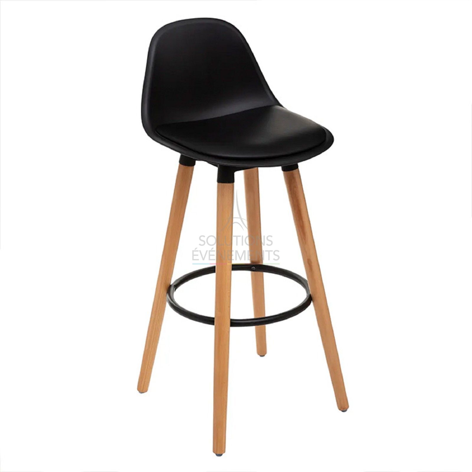 Scandinavian high chair rental with black seat