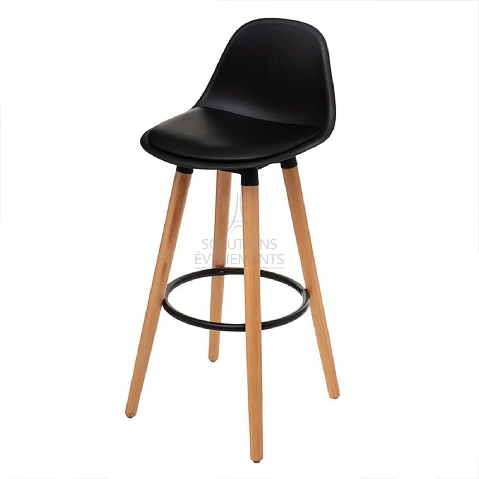 Scandinavian high chair rental with black seat