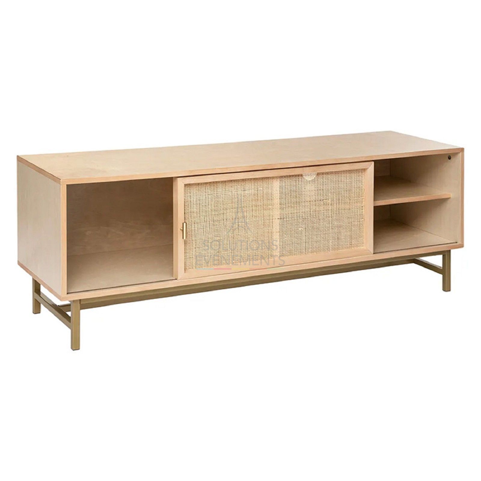 Location buffet bas cannage en bois et rotin 50 x 140cm