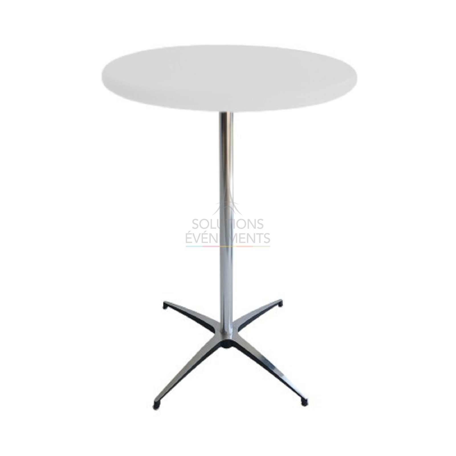 Rental of white standing high table, diameter 70cm