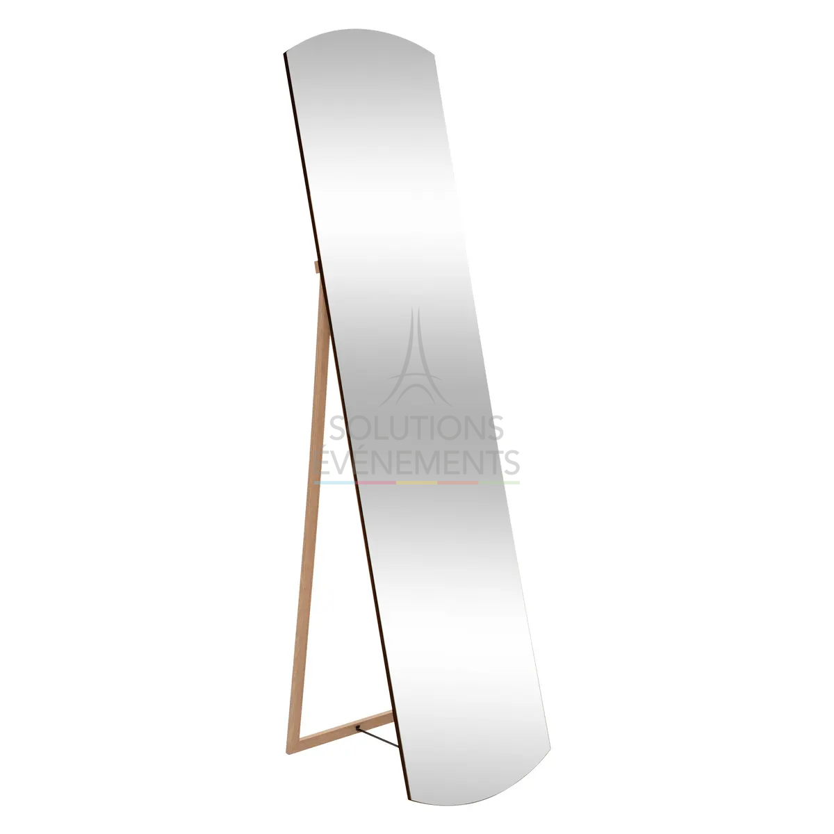 Rental mirror with wooden base