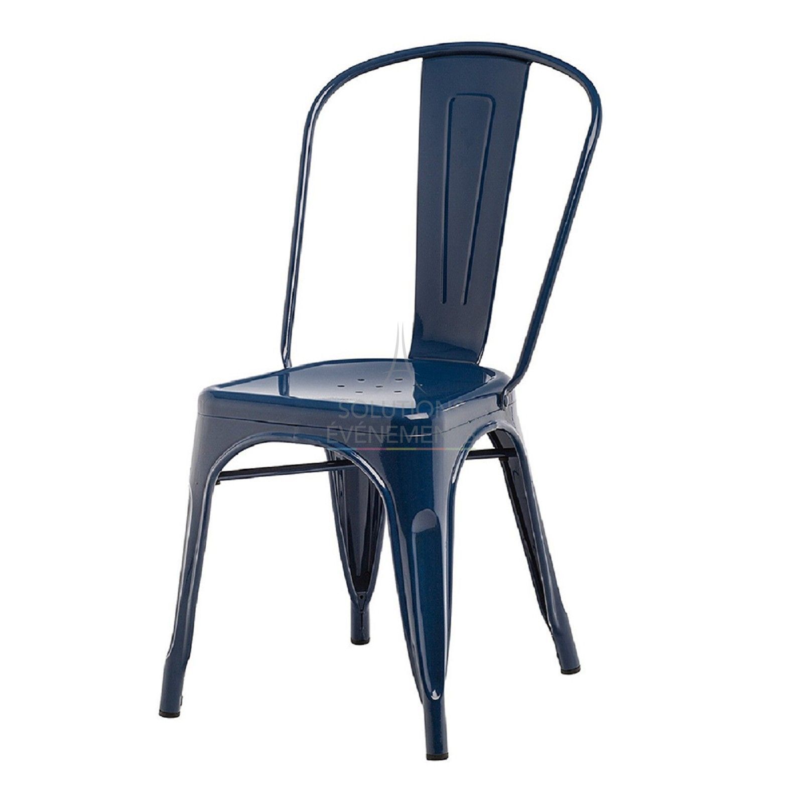 Rental of industrial blue metal chair