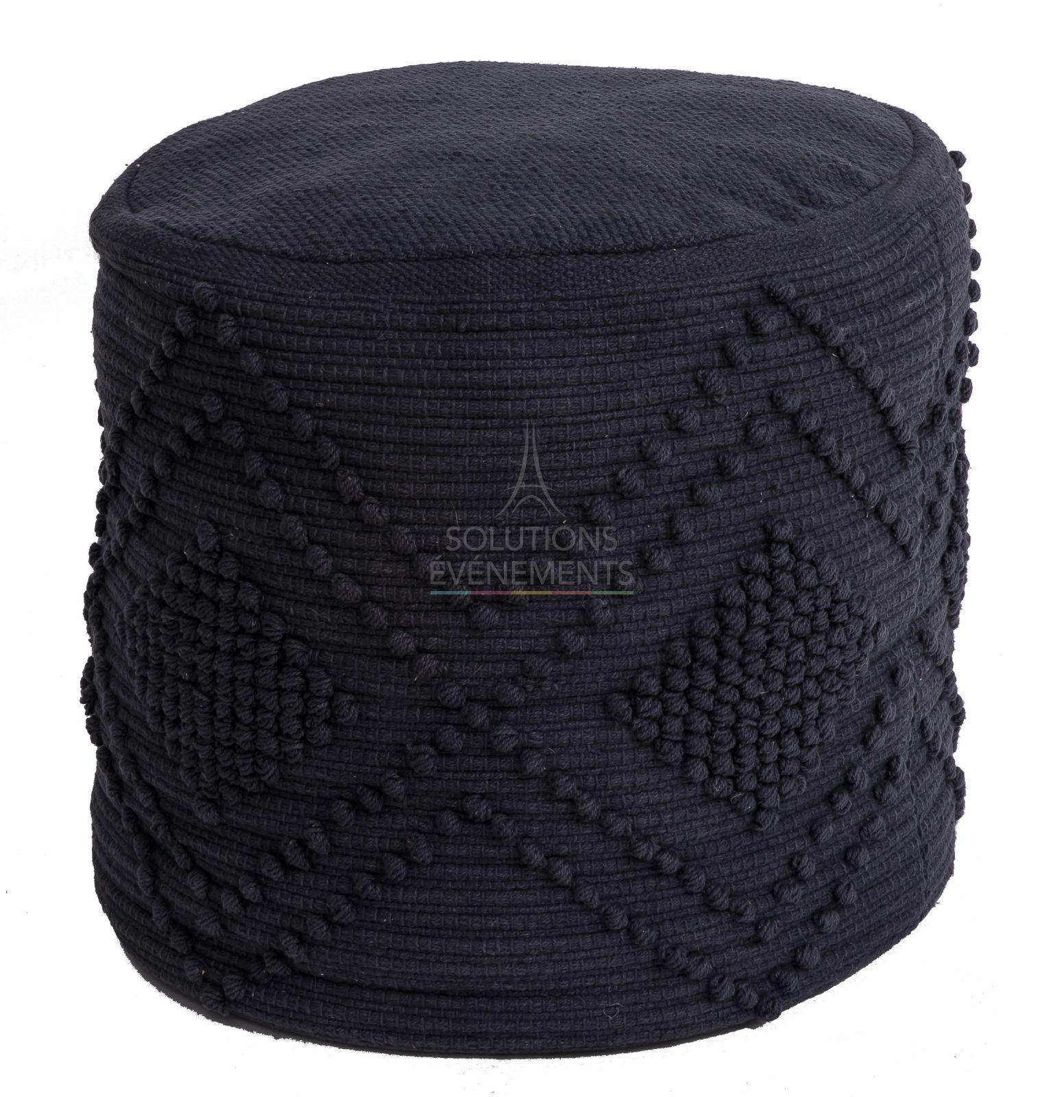 Pouf rental with dark blue loops