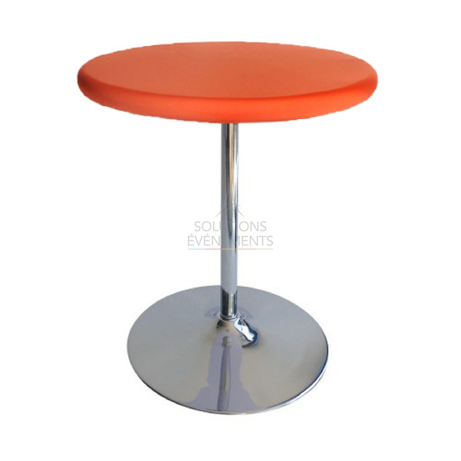 Rental of orange pedestal table, diameter 70cm