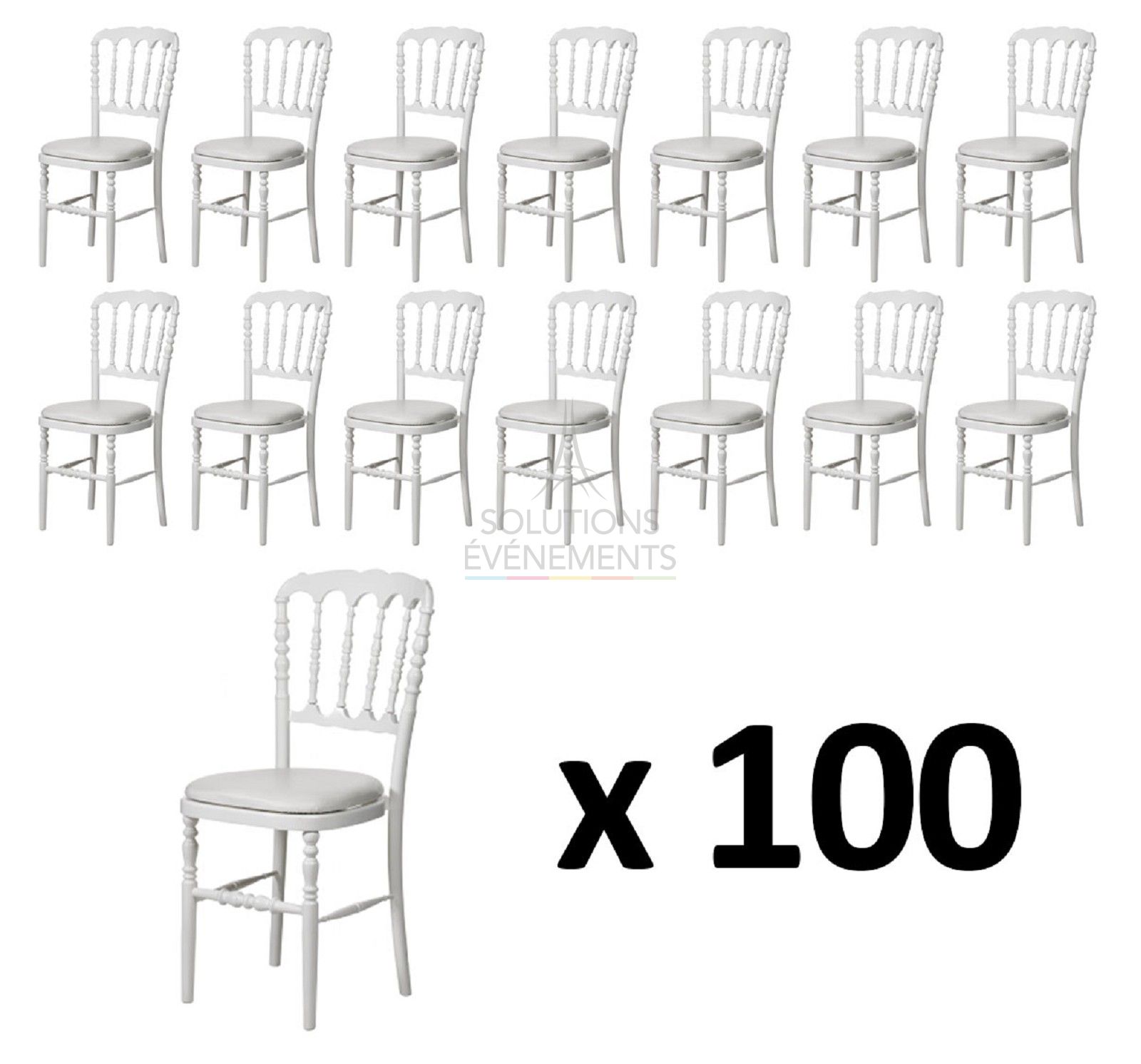 Rental of 100 white recyclable Napoleon chairs with white seat