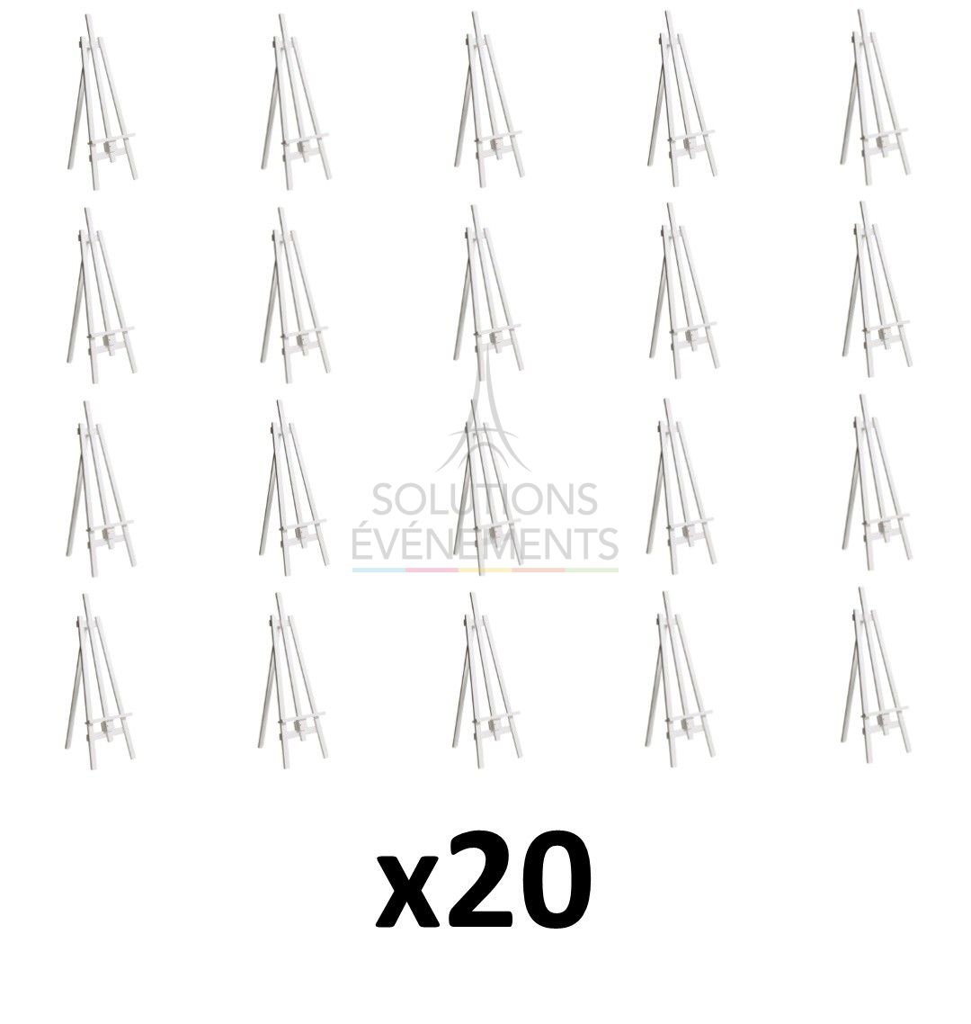 Rental of 20 white wooden easels