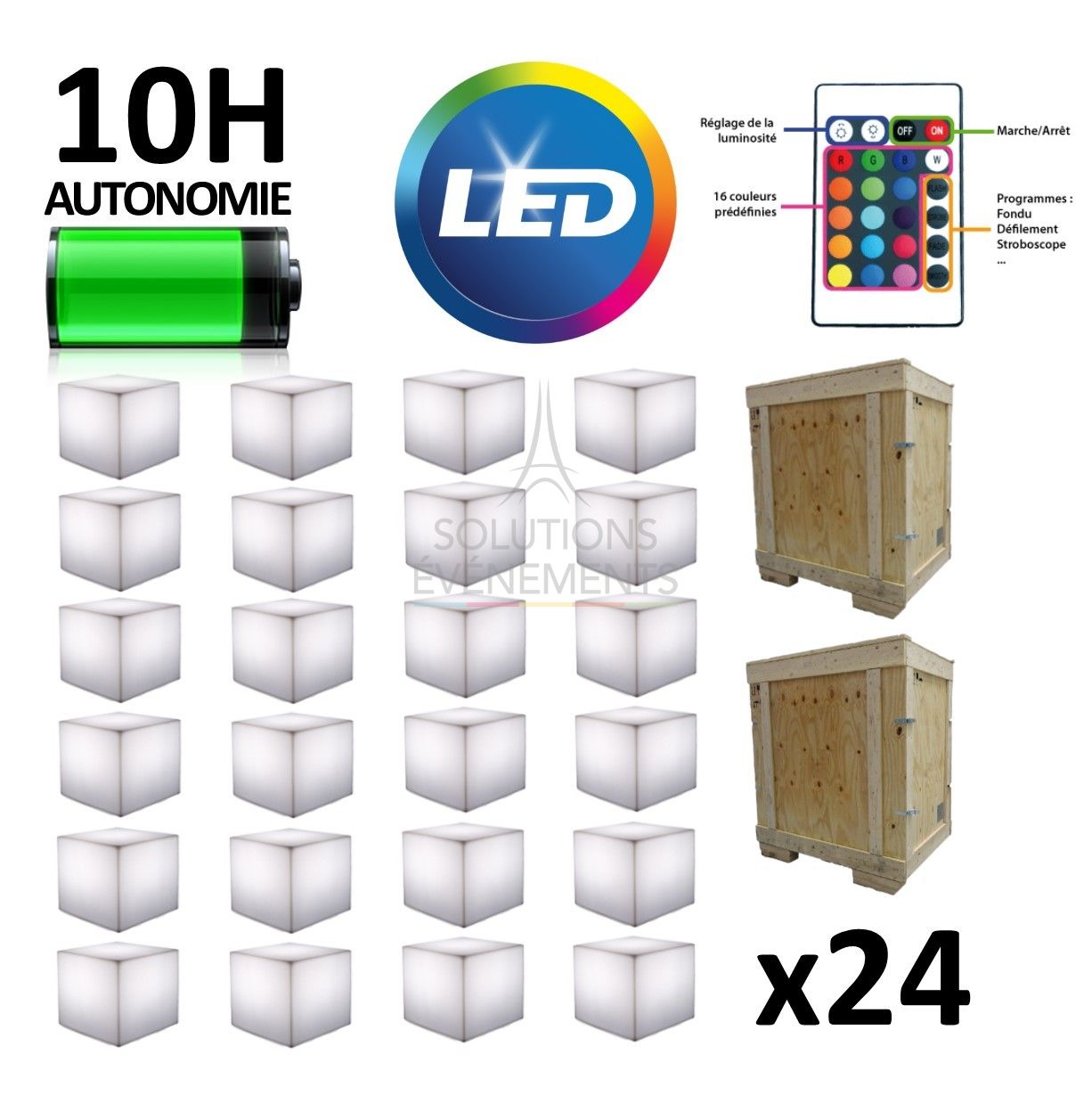 Rental of a pack of 24 wireless LED light cubes