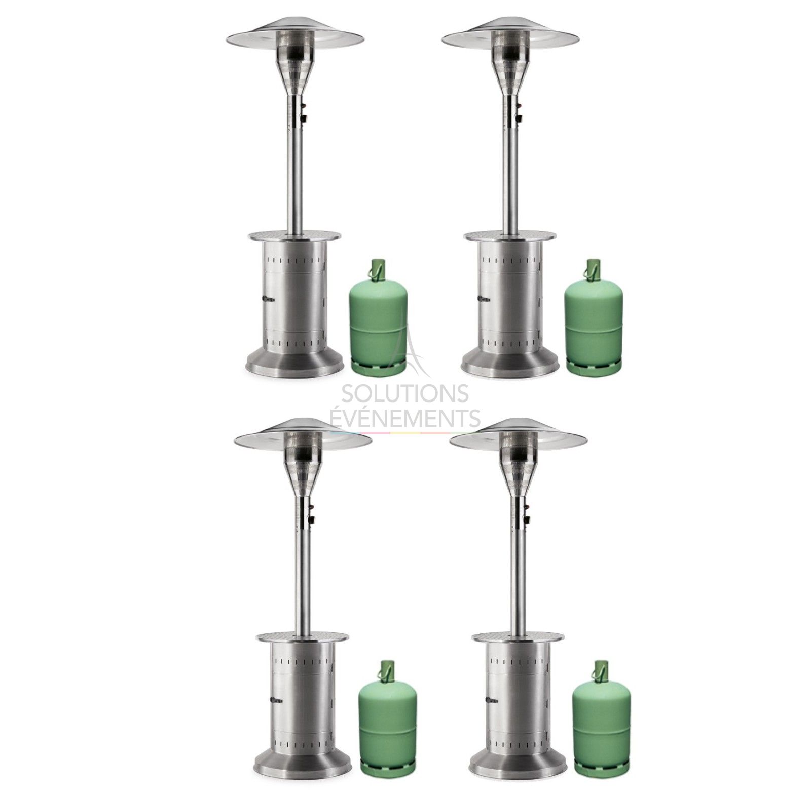 Rental of a pack of 4 gas heated patio parasol heaters