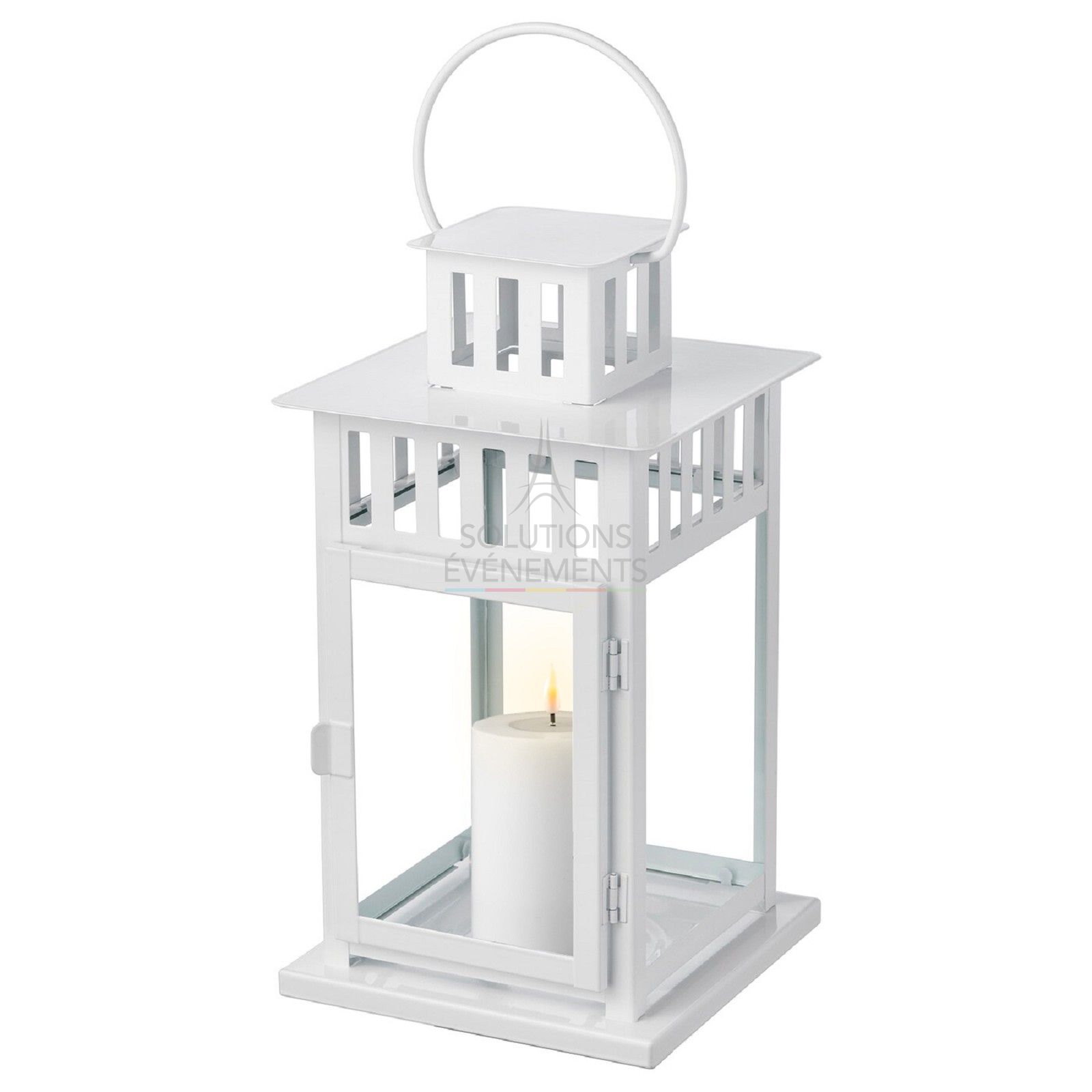 Rental metal lantern pack with artificial LED candle
