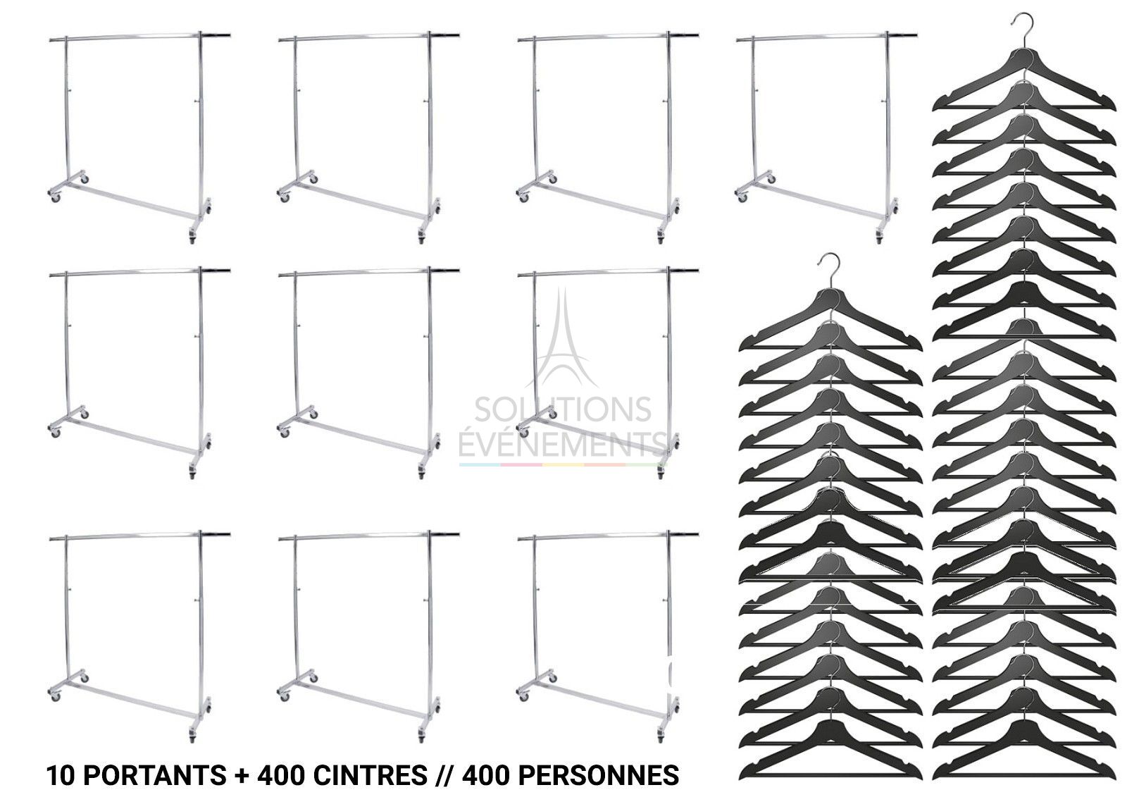 Professional rack rental with black wooden hangers