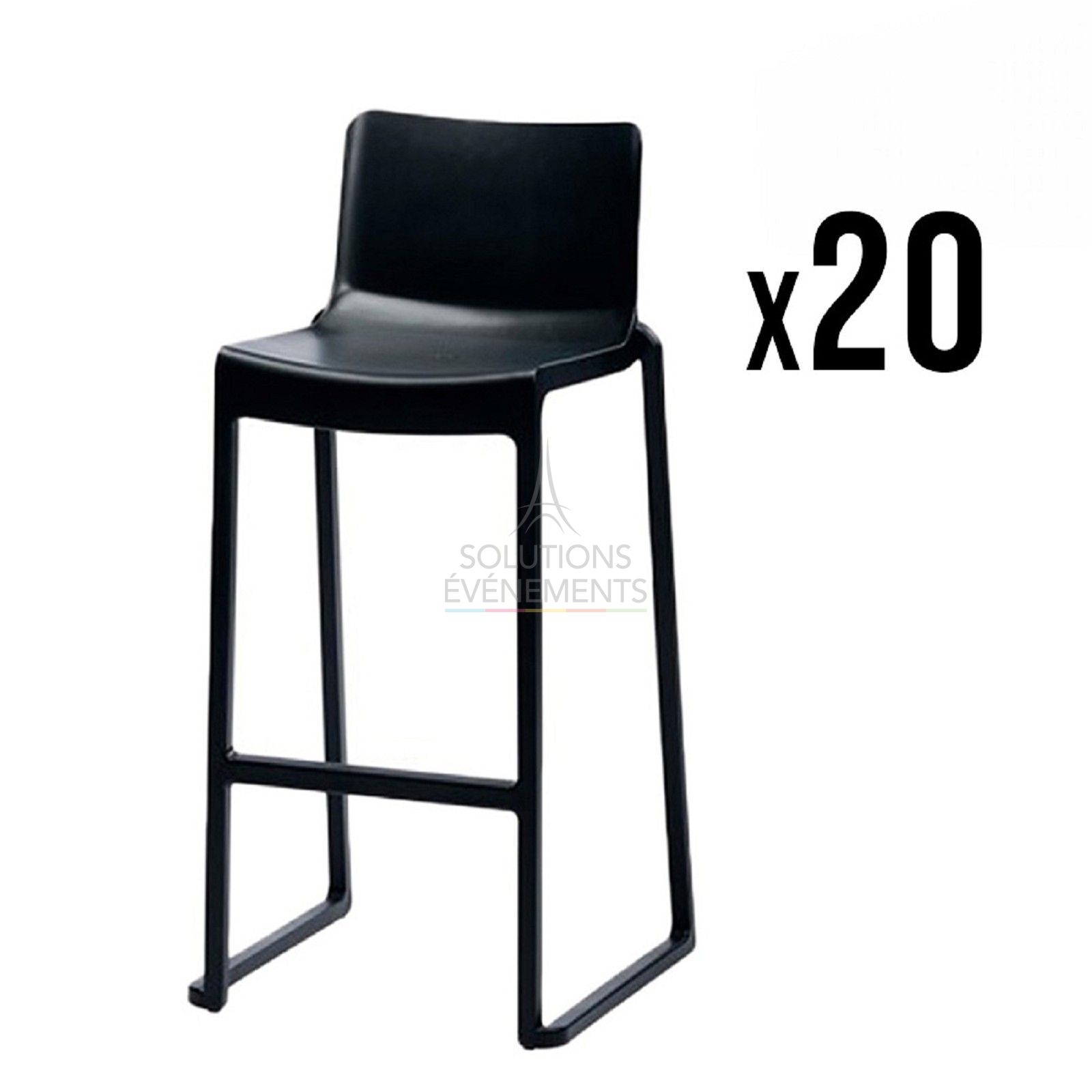 Rental pack of eco-responsible black designer high chairs