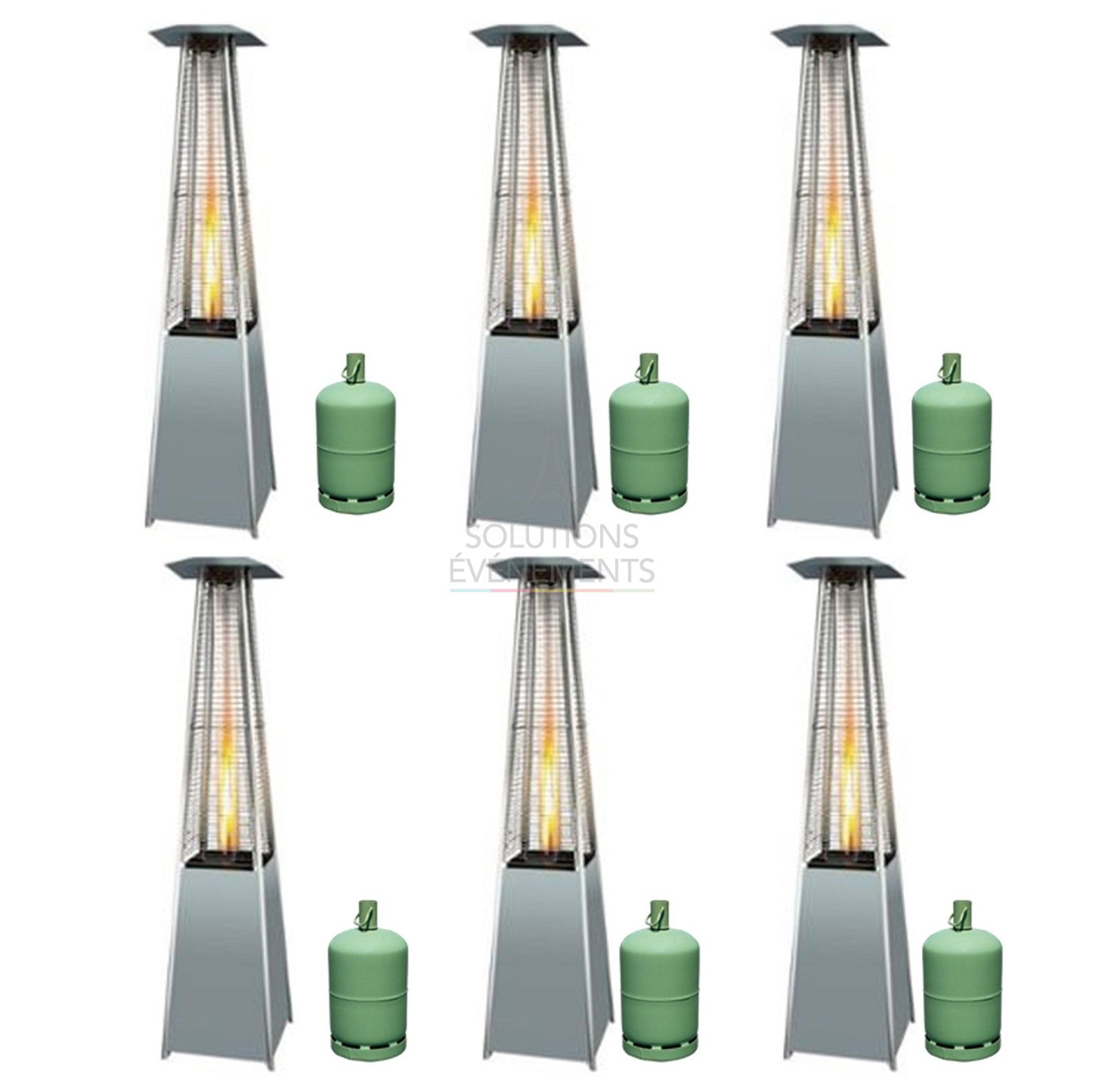 Rental of pack of 6 heated parasols and 6 gas bottles