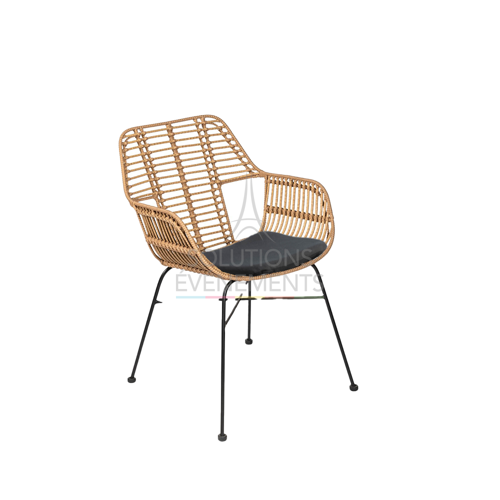 Rental Palm Rattan Armchair with cushion