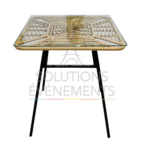 Rental of Palm Dinner Table in beige Rattan