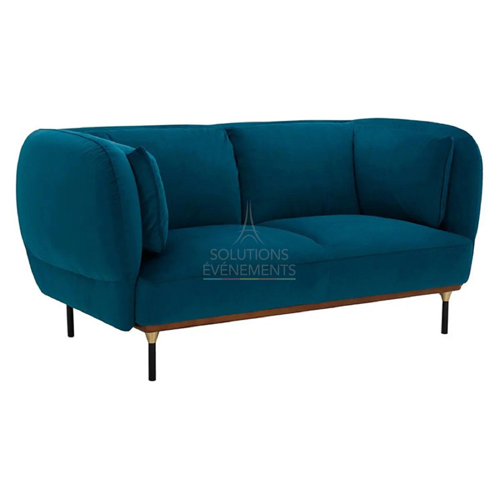 Rental of 2-seater sofa in blue velvet