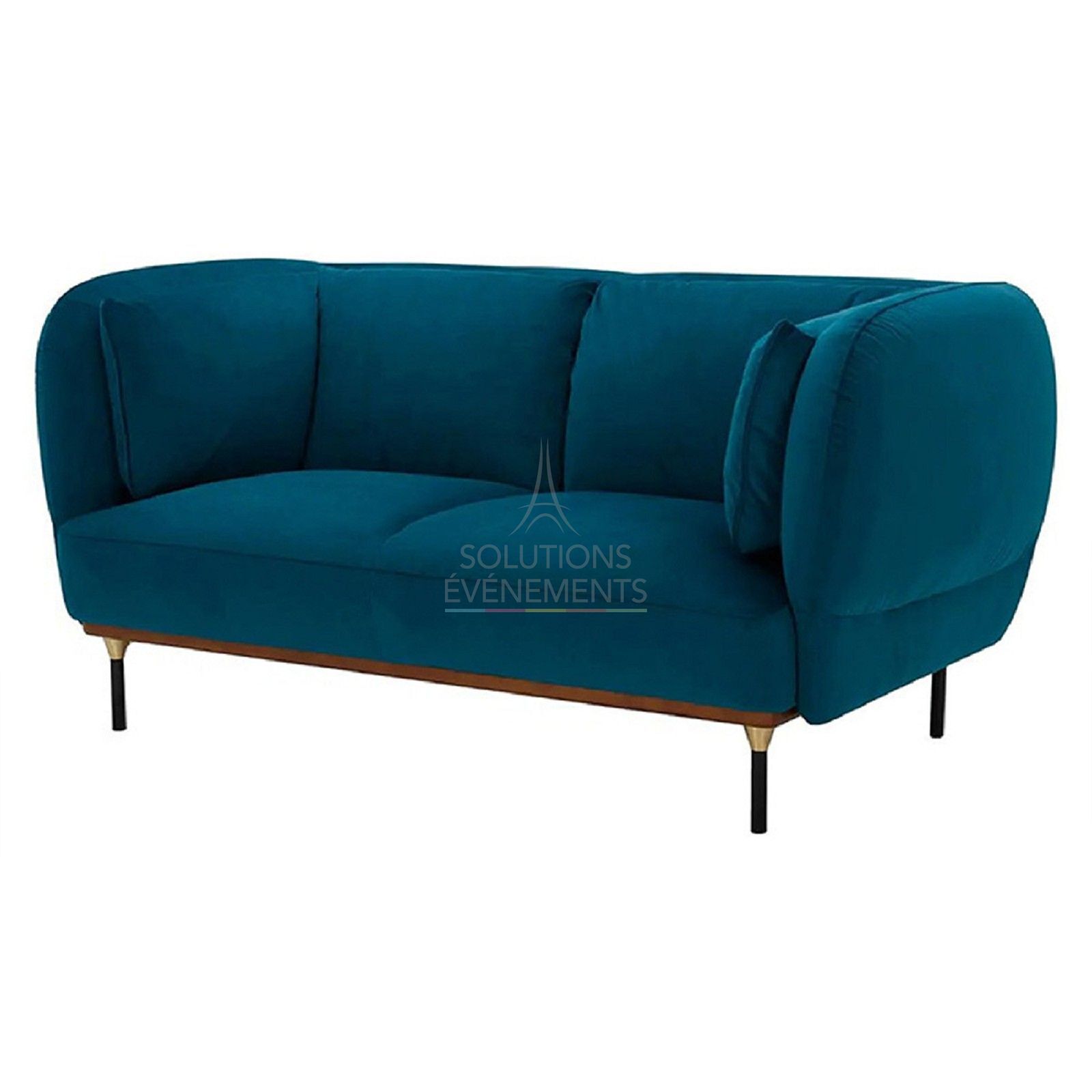 Rental of 2-seater sofa in blue velvet