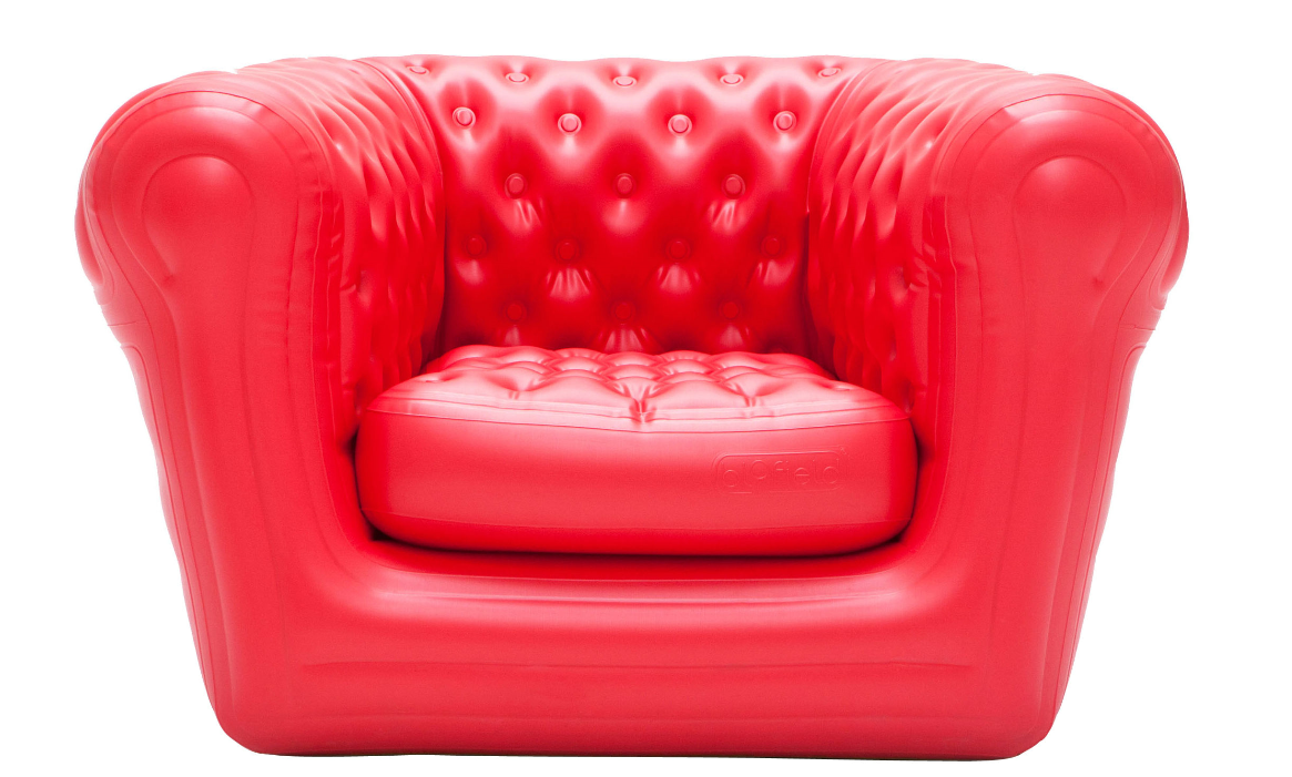 Rental of red inflatable Chesterfield chair