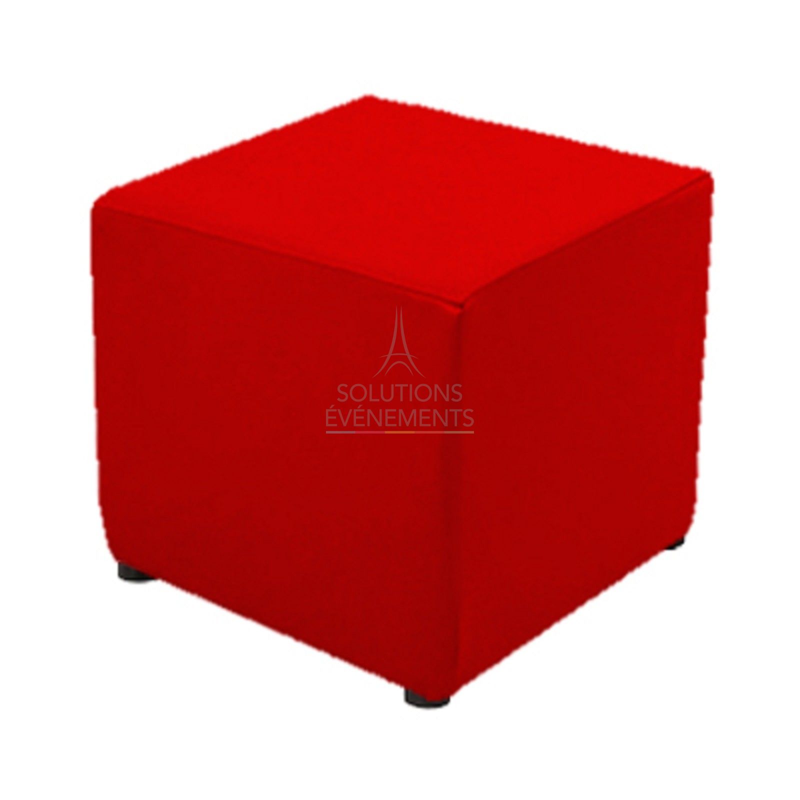 Location de pouf rouge en simili cuir pour événement