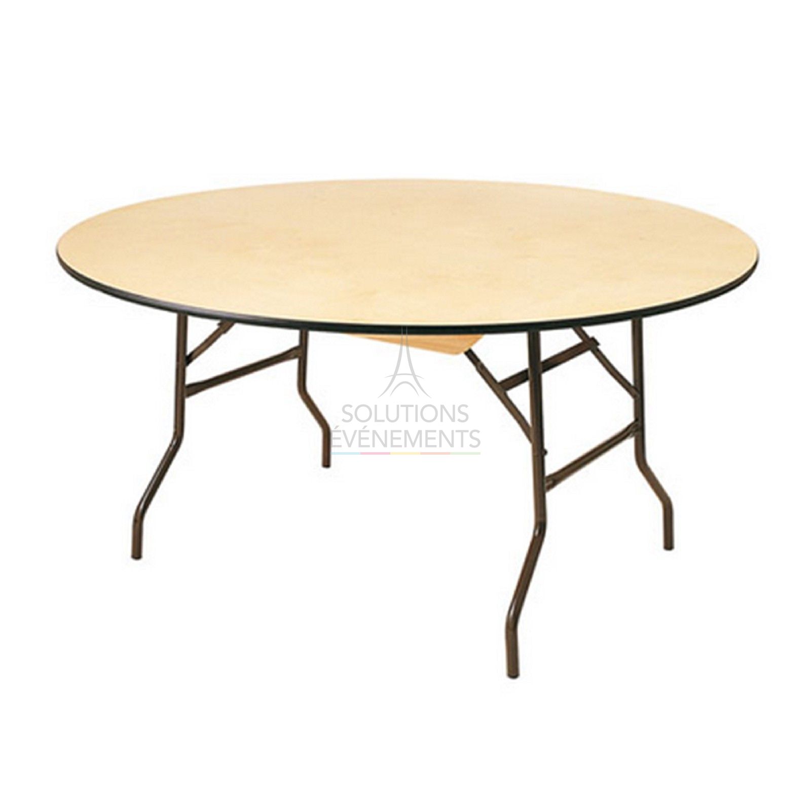 Location de table ronde en bois d'un diamètre de 180cm (10-12 personnes)