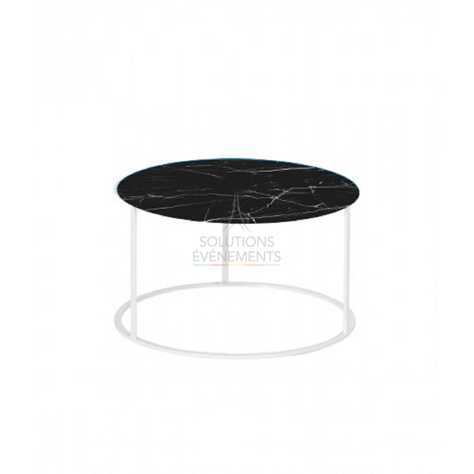 Location de table basse ronde lounge couleur marbre noir