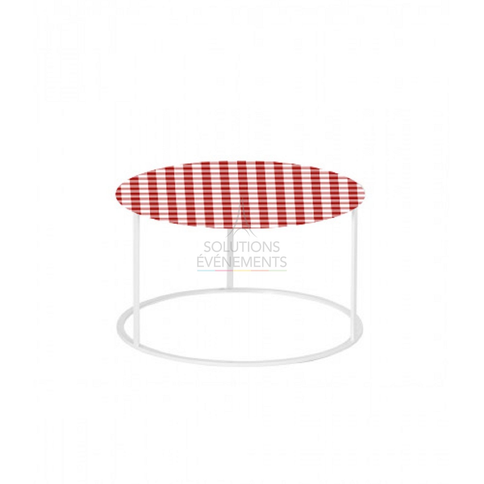 Location de table basse ronde lounge couleur vichy