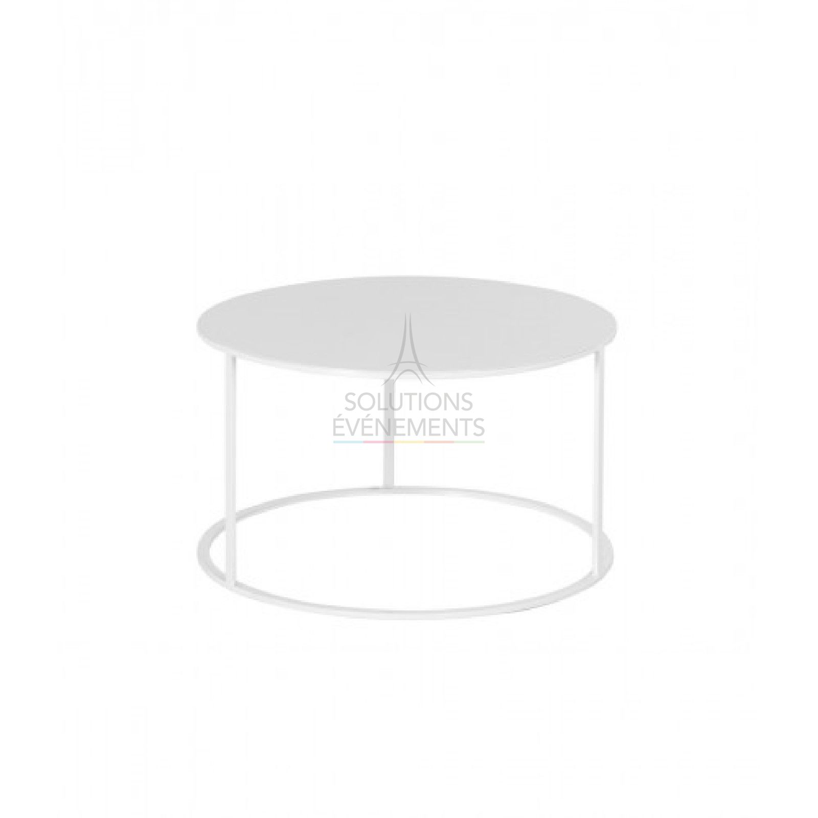 Location de table basse ronde lounge couleur blanche