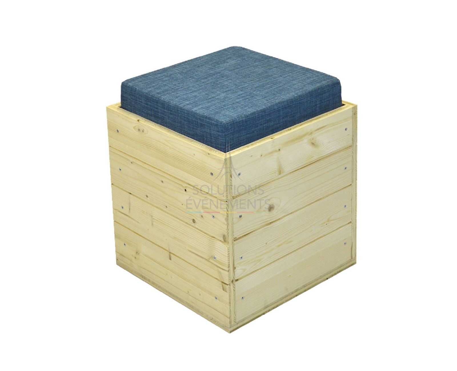 Rental eco-responsible wooden beanbag blue fabric