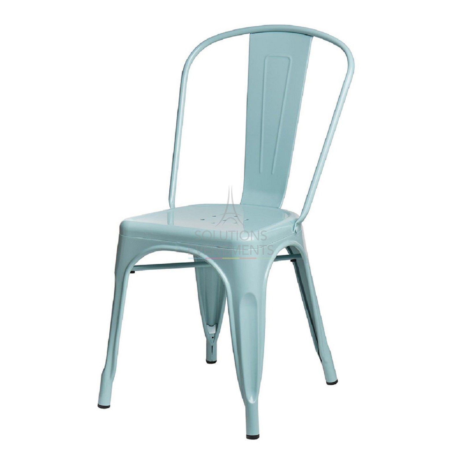 Rental of industrial sky blue metal chair