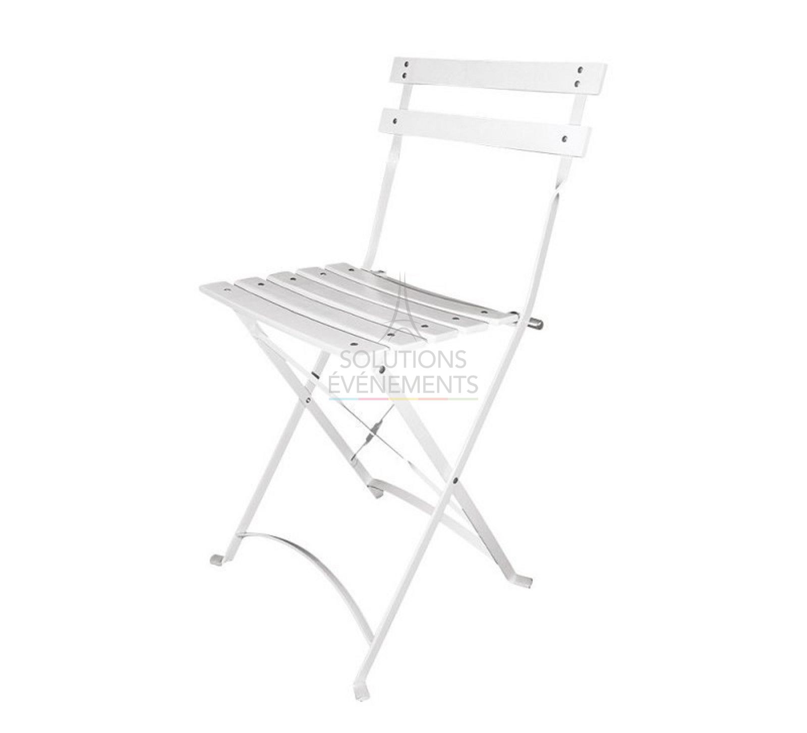 Square white slat folding chair rental