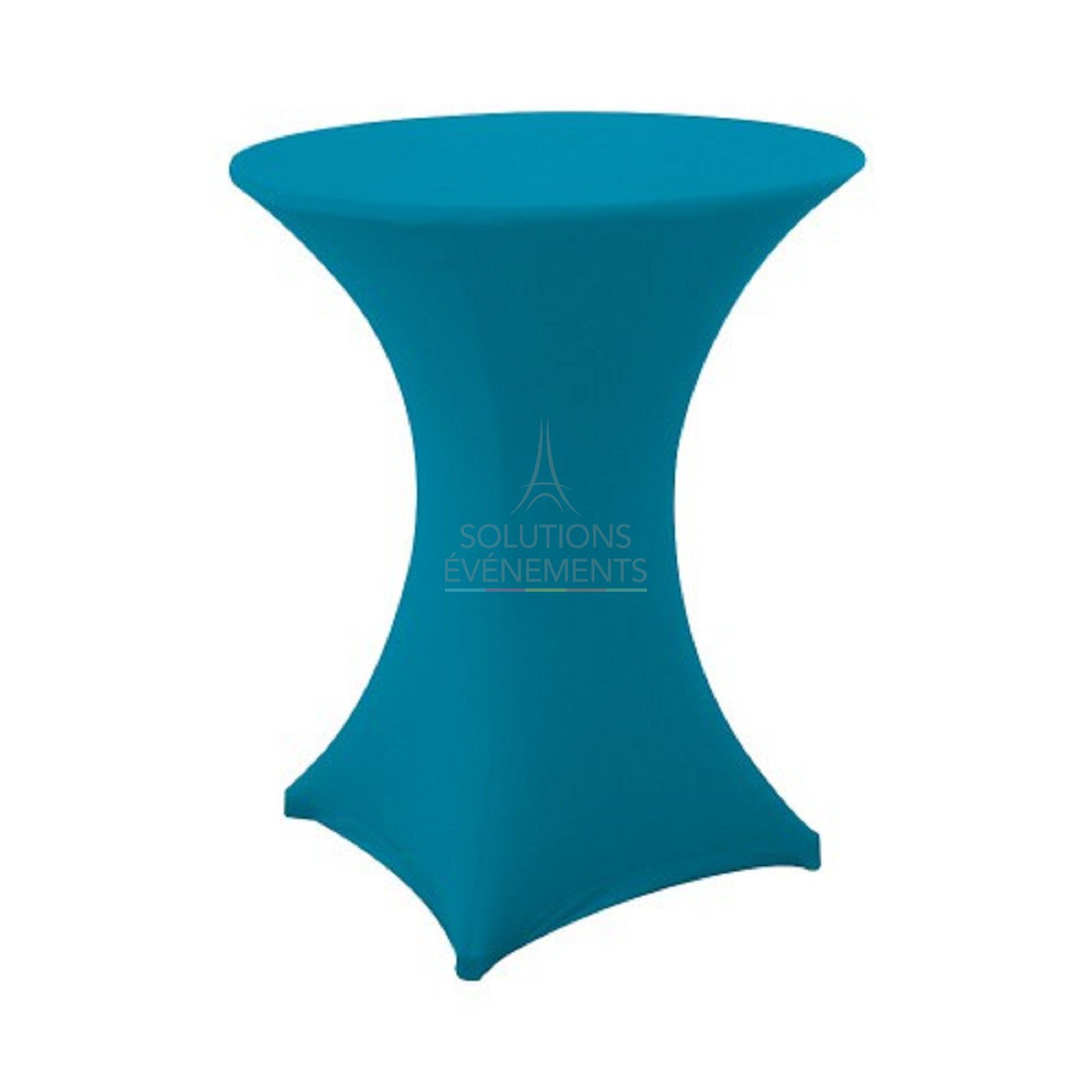 Rental of high standing dining table. Turquoise
