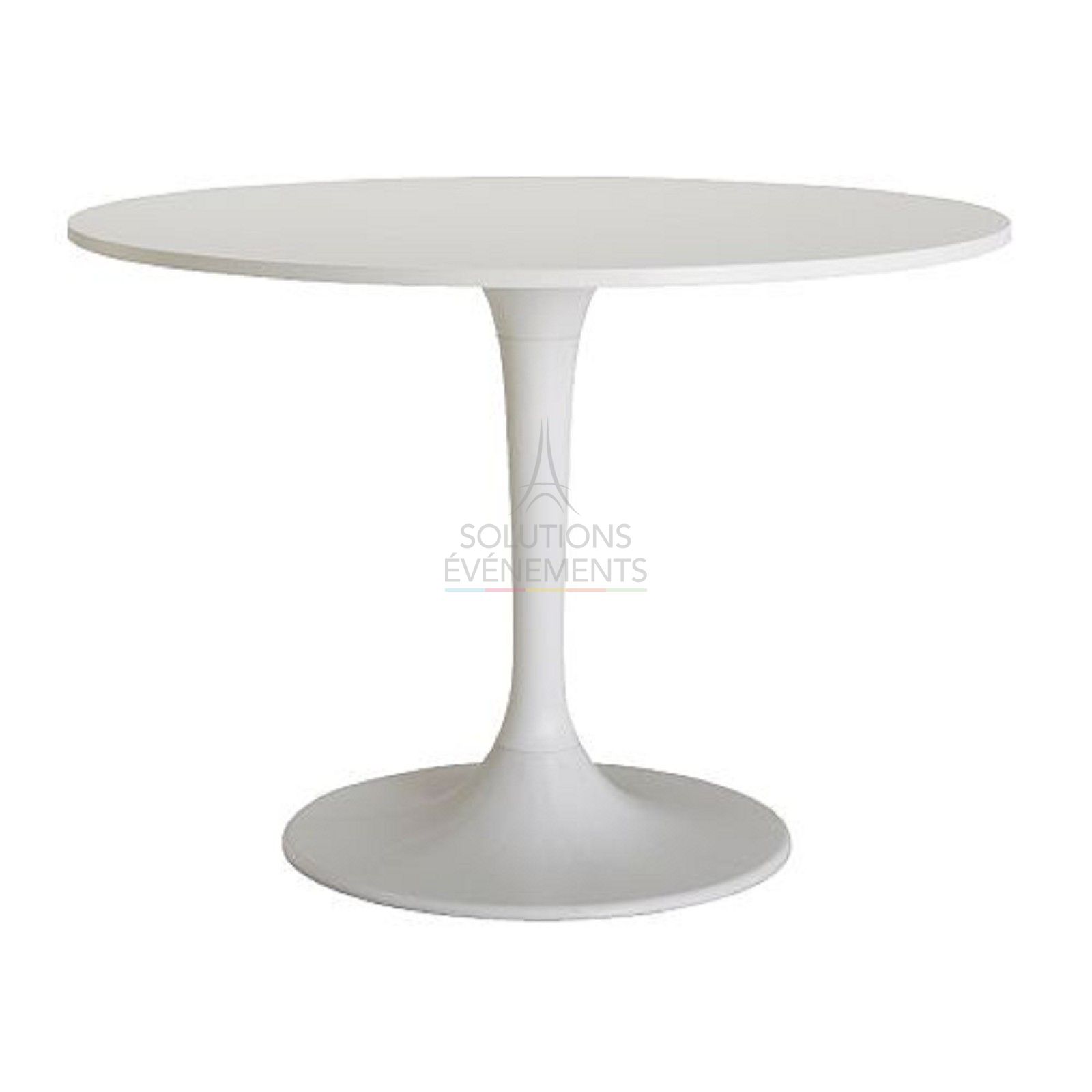 Rond Acrylique sur Pied Blanc  Location de tables et chaises