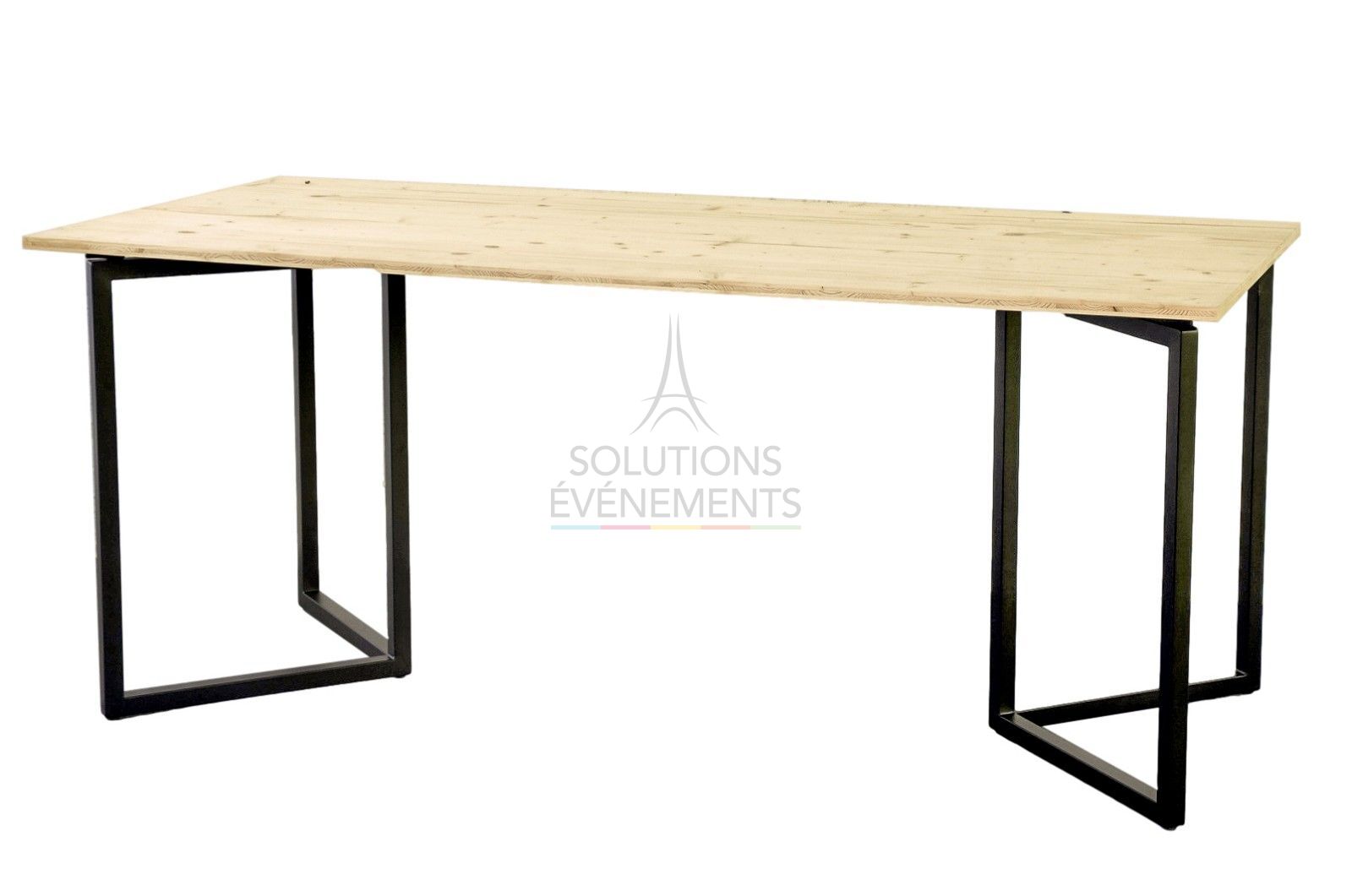 Location de table rectangulaire design noir avec plateau bois éco-responsable