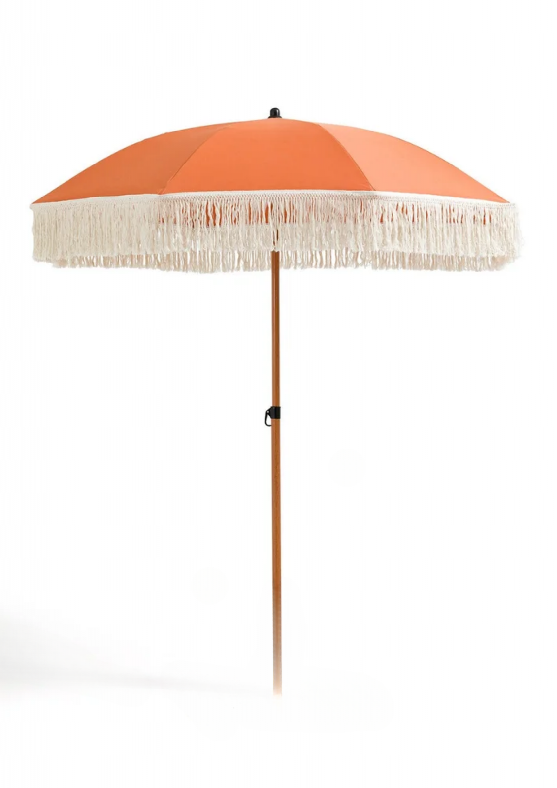Orange fringed parasol rental