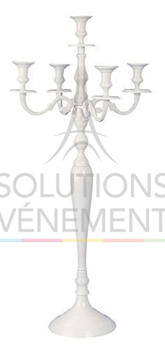 Rental of white 5-branched candlestick.