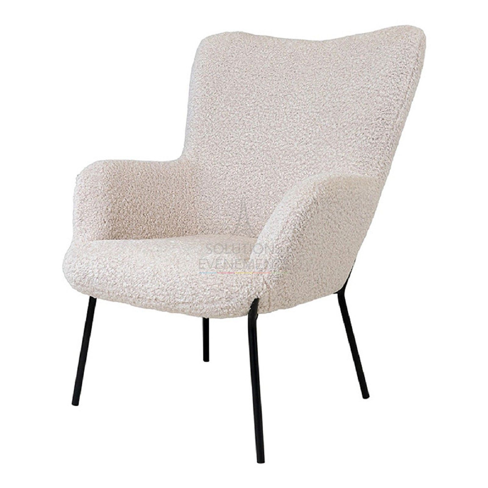 Rental white tulle armchair with black legs