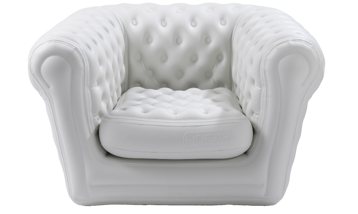 Rental of white inflatable Chesterfield chair