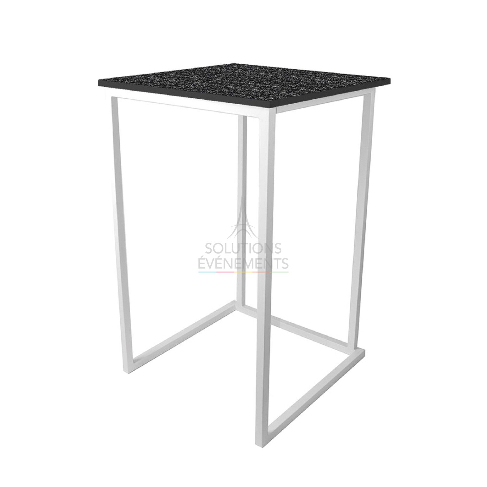 Rental of eco-responsible standing tables with recycled black tray