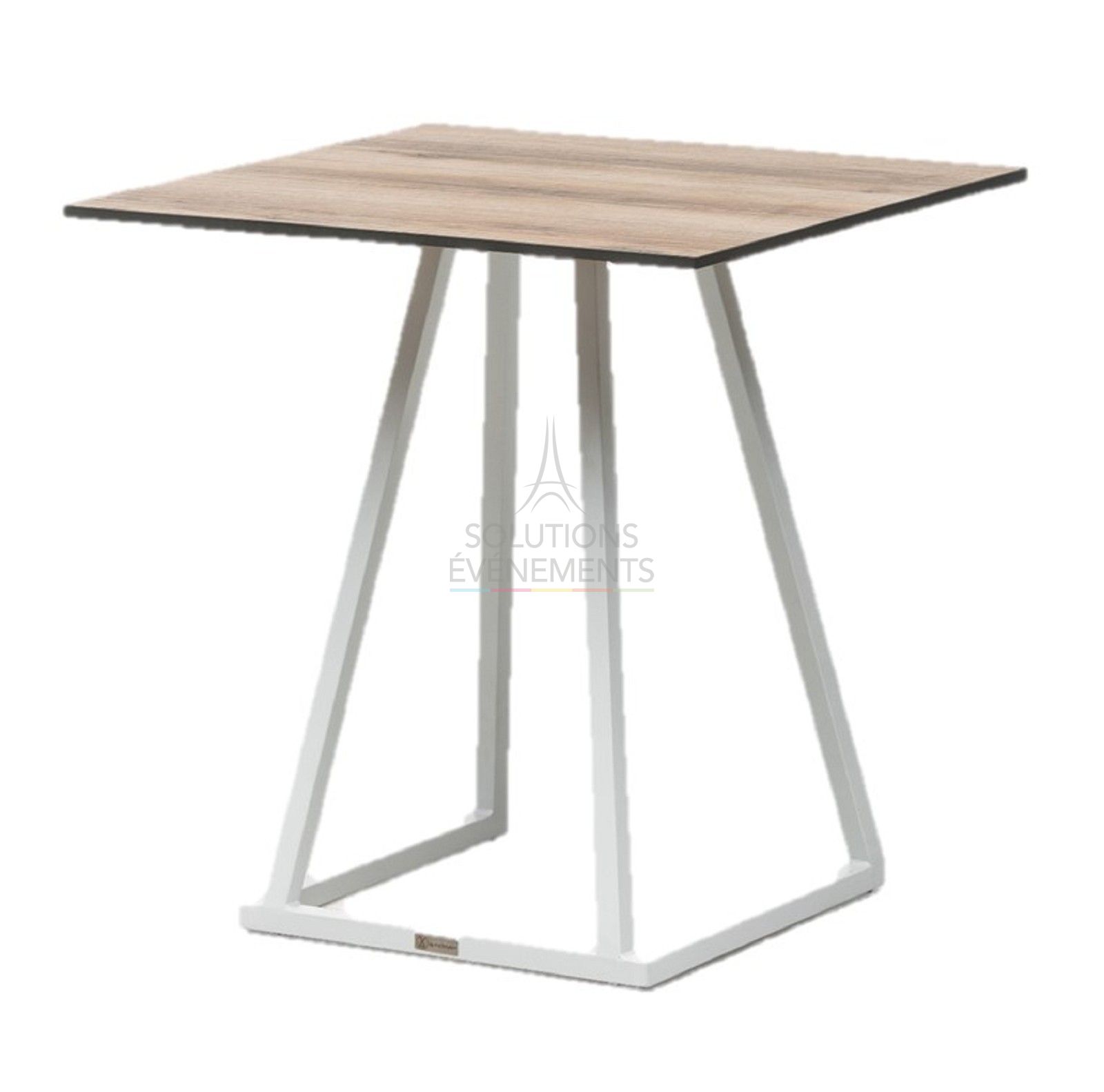 Rental of small pedestal table with square top.